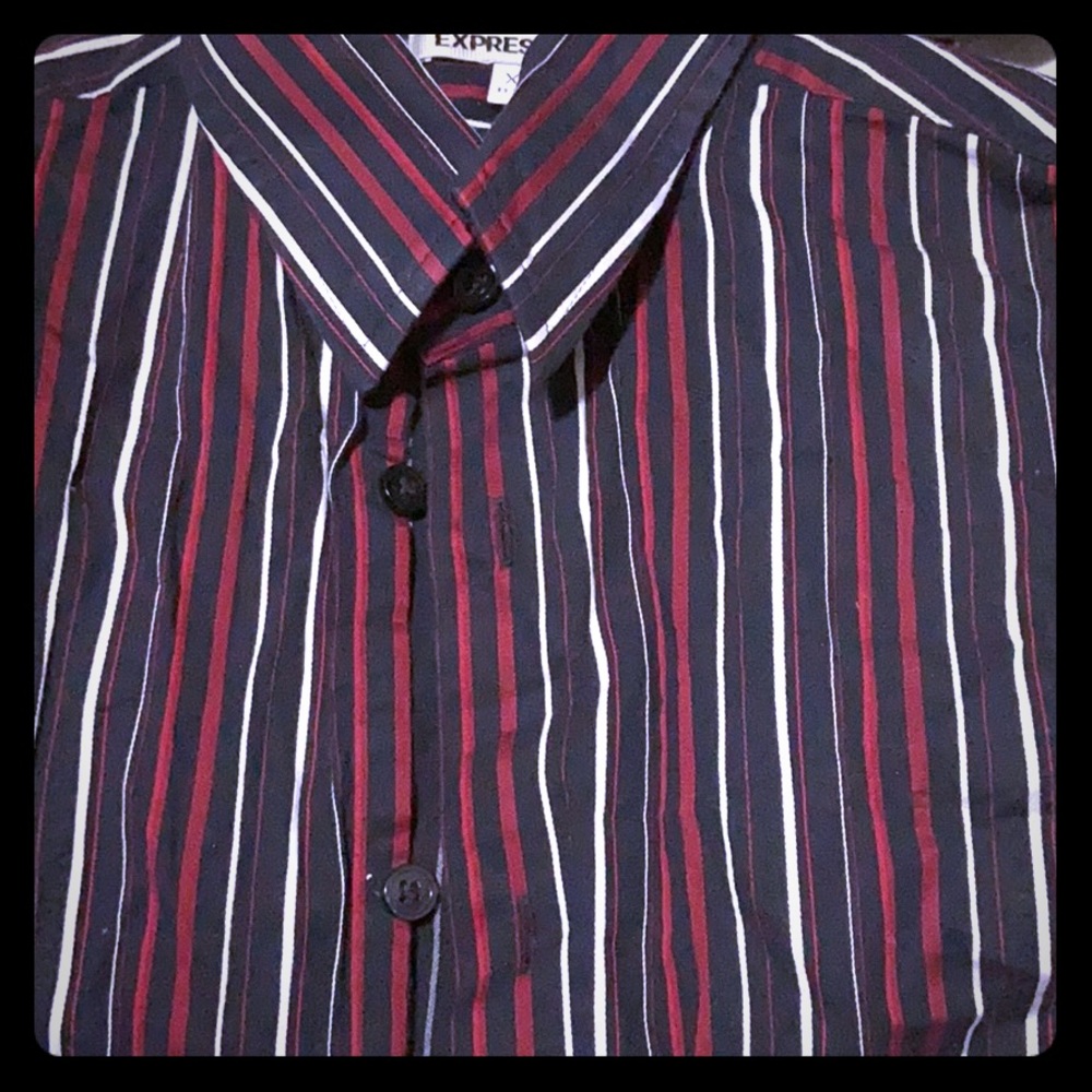 Express fitted stretch button up shirt